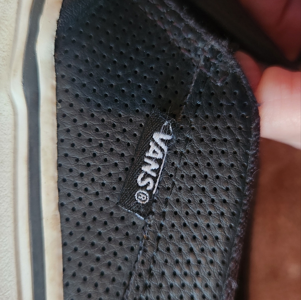 Vans Classic Slip-On Perforated Black Leather Shoe - Picture 6 of 7